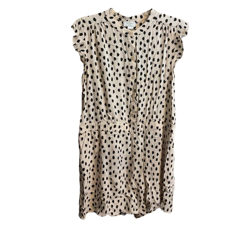 Kate Spade Leopard Dot Crepe Romper Size 8 Ivory Polka Dot Preppy Vacation - Picture 3 of 11